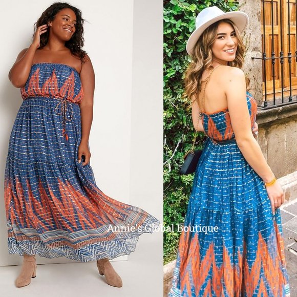 RARE NWT ANTHROPOLOGIE Nora Tasseled Maxi Dress - Picture 2 of 14